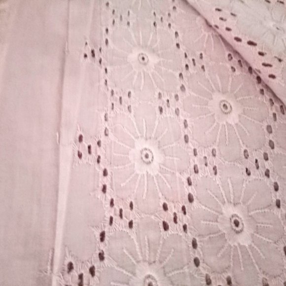 Rose Pink Cotton Eyelet Embroidered Fabric FAT QUARTER - Picture 2 of 3